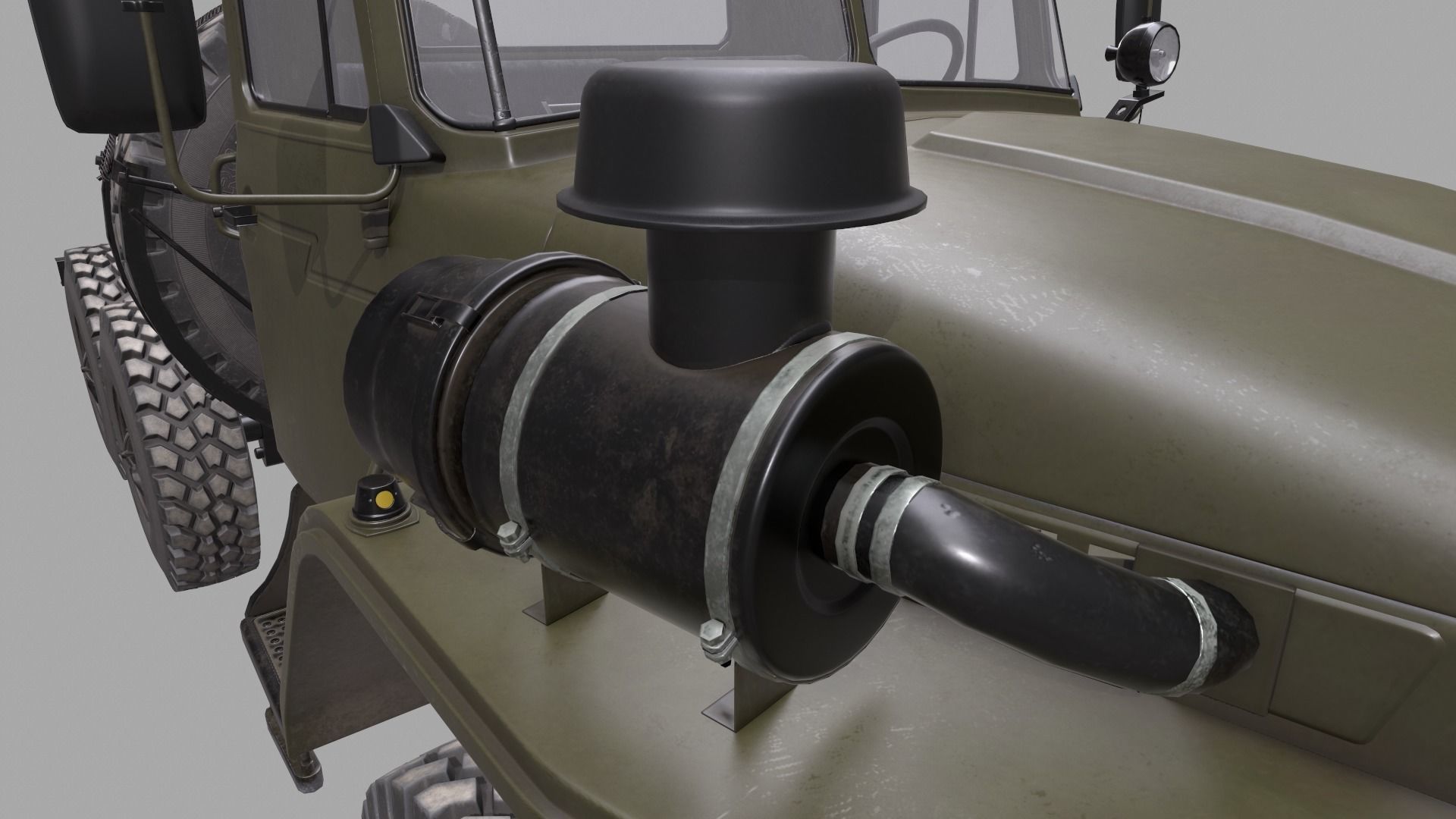 RUSSIAN MILITARY TRUCK URAL-4320 Low-poly 3D model_16