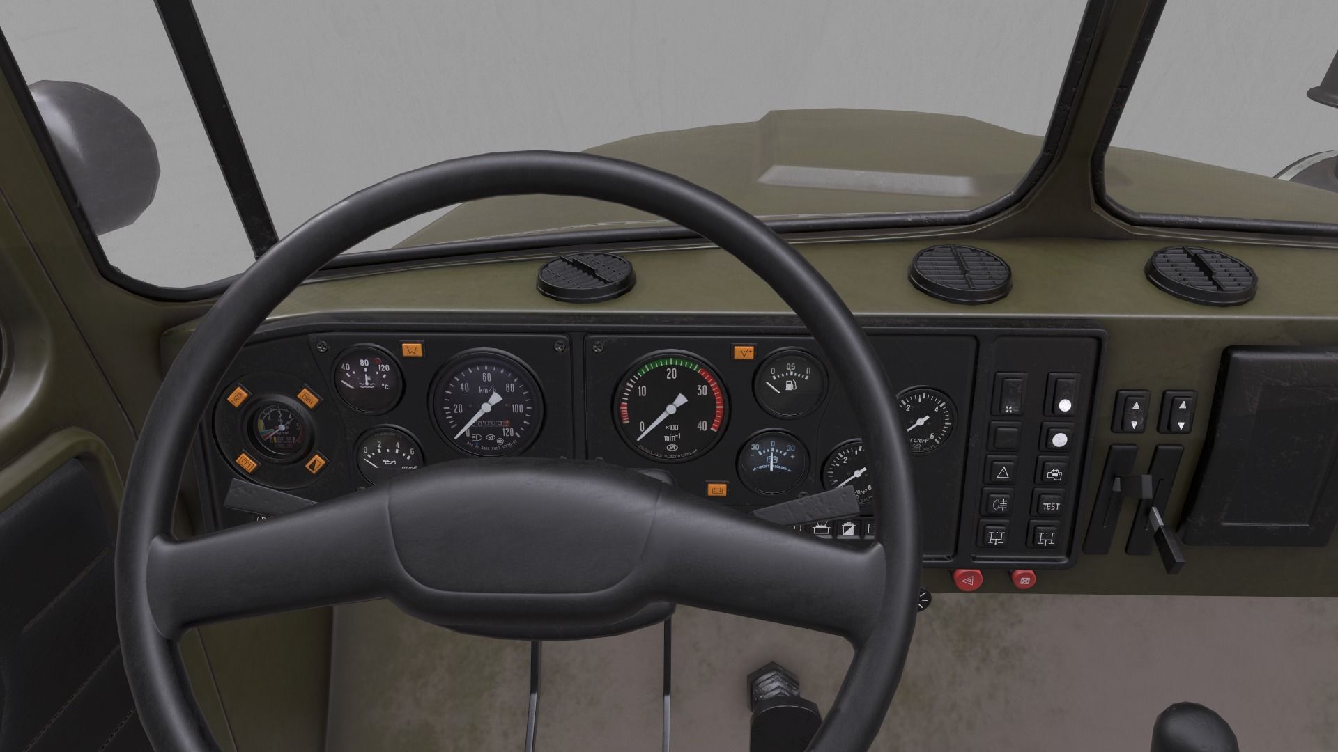 RUSSIAN MILITARY TRUCK URAL-4320 Low-poly 3D model_29