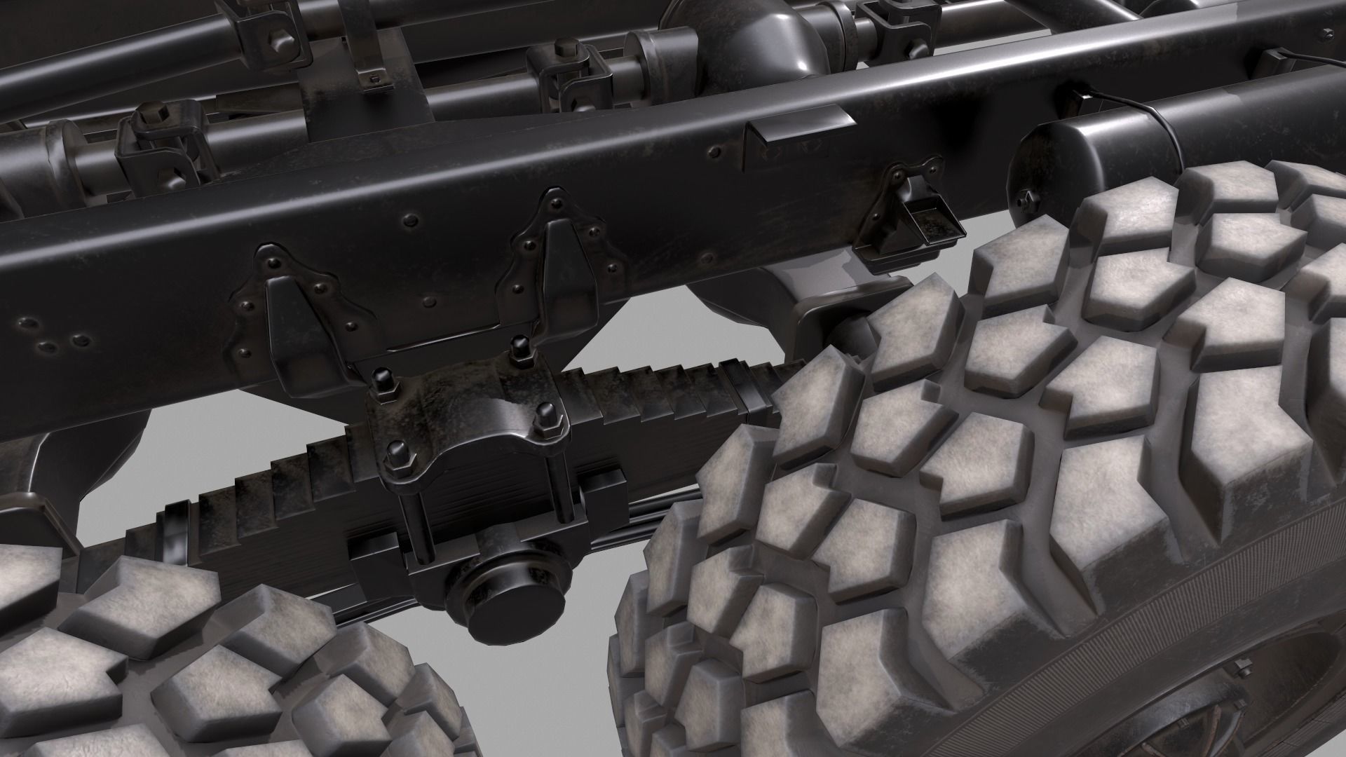 RUSSIAN MILITARY TRUCK URAL-4320 Low-poly 3D model_24