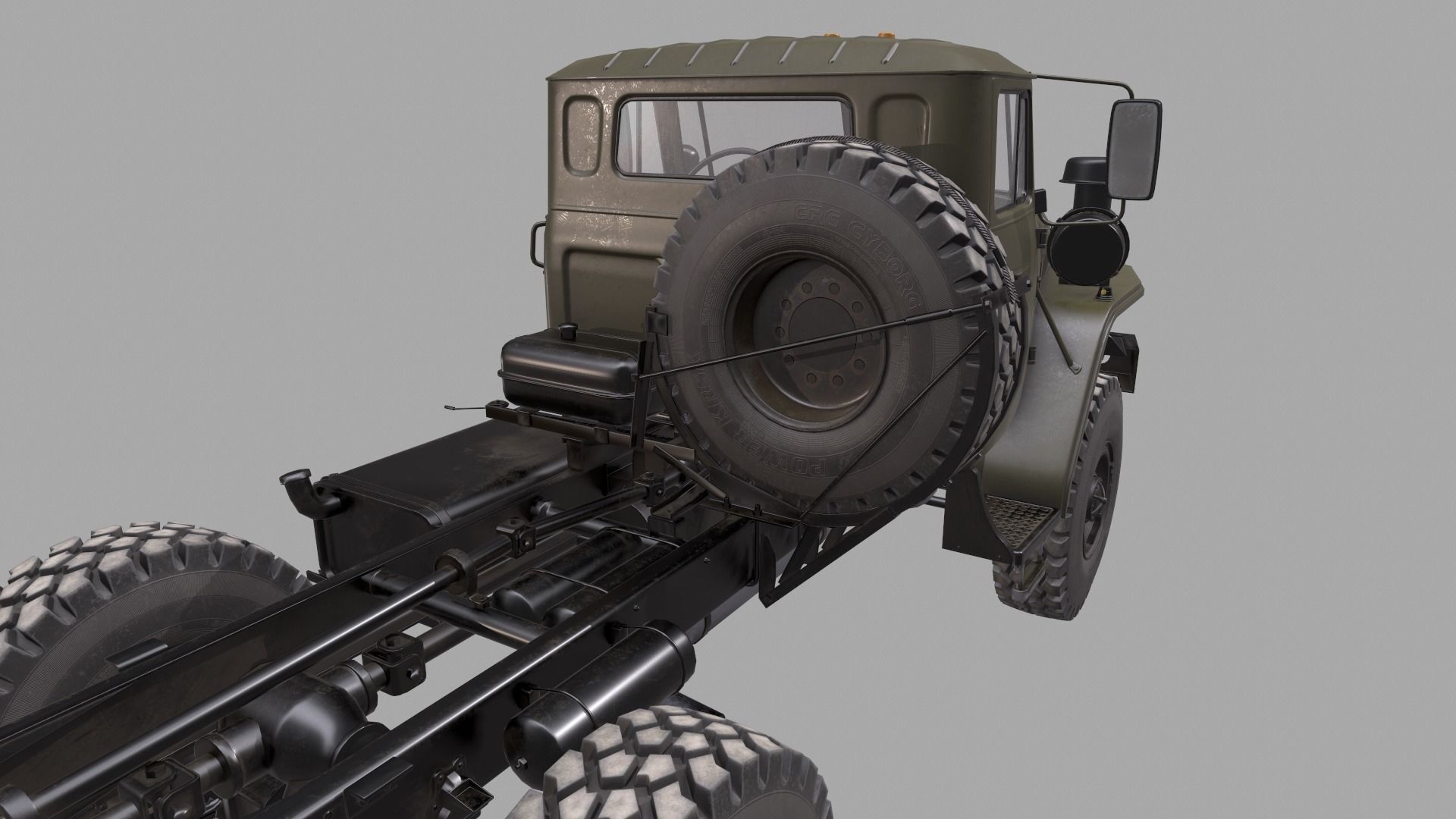 RUSSIAN MILITARY TRUCK URAL-4320 Low-poly 3D model_20