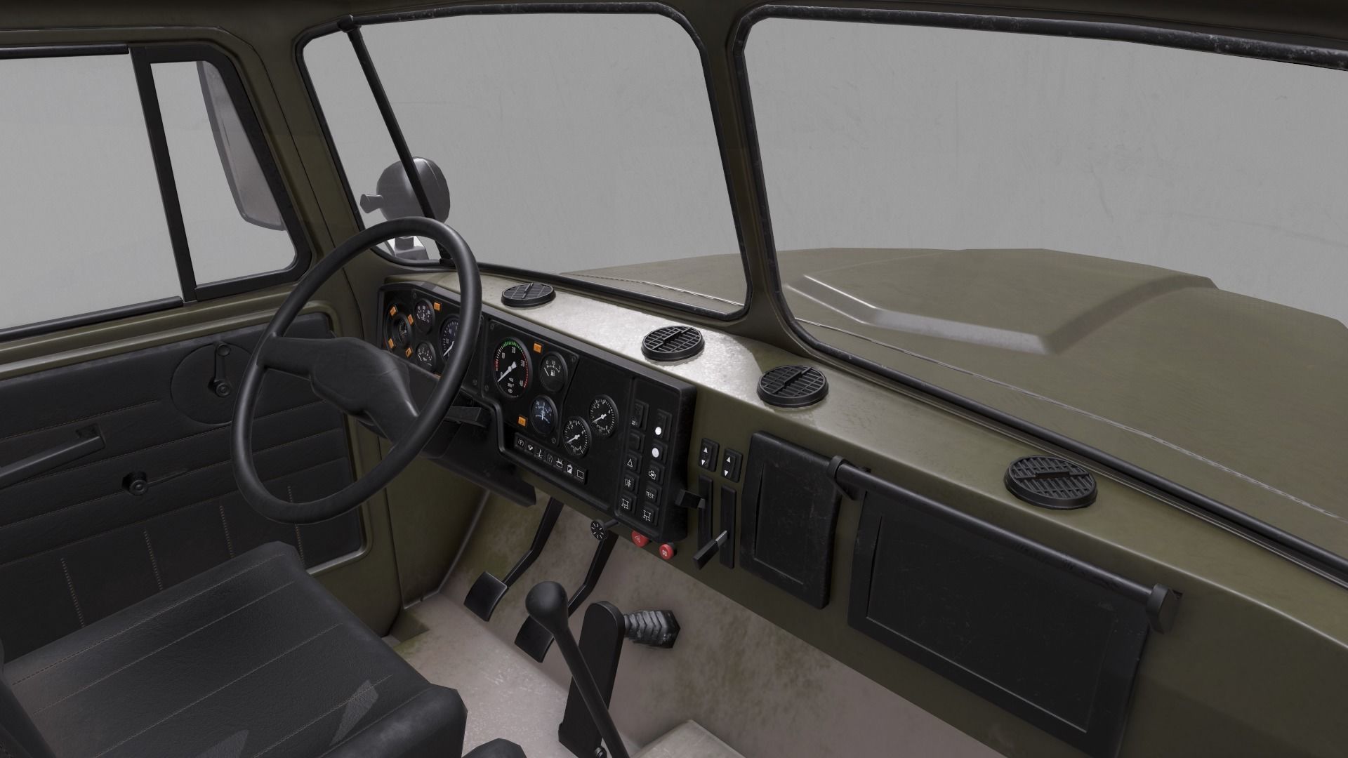 RUSSIAN MILITARY TRUCK URAL-4320 Low-poly 3D model_28