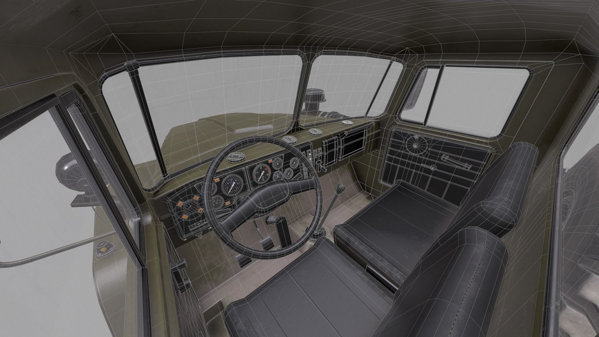 RUSSIAN MILITARY TRUCK URAL-4320 Low-poly 3D model_33