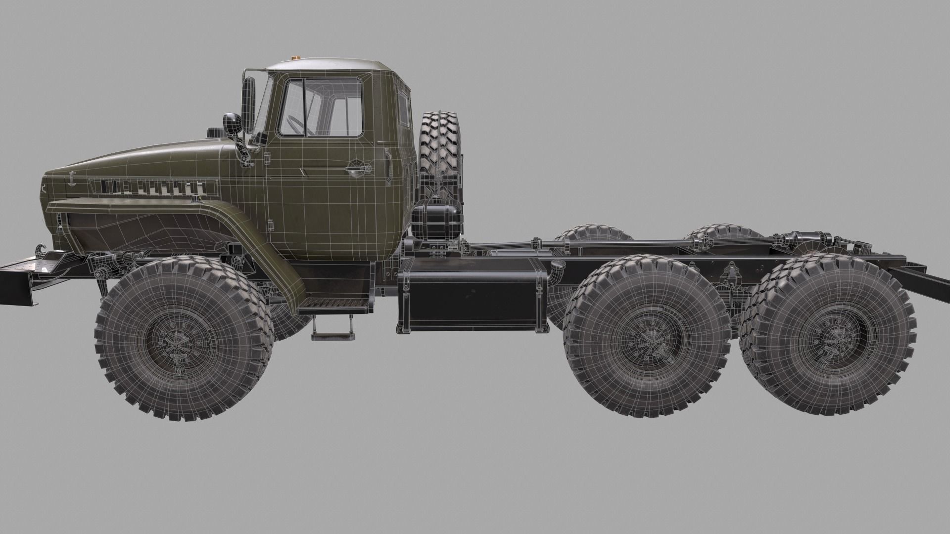 RUSSIAN MILITARY TRUCK URAL-4320 Low-poly 3D model_4