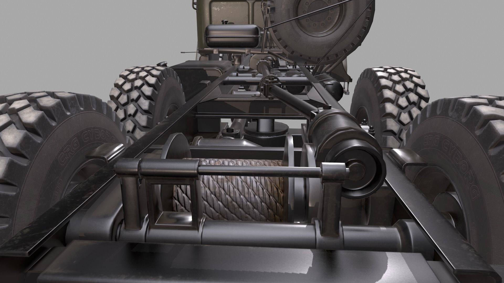 RUSSIAN MILITARY TRUCK URAL-4320 Low-poly 3D model_25