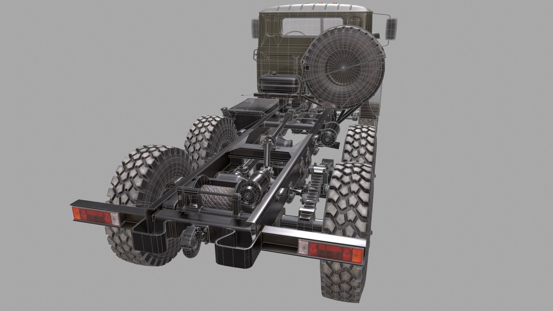 RUSSIAN MILITARY TRUCK URAL-4320 Low-poly 3D model_6