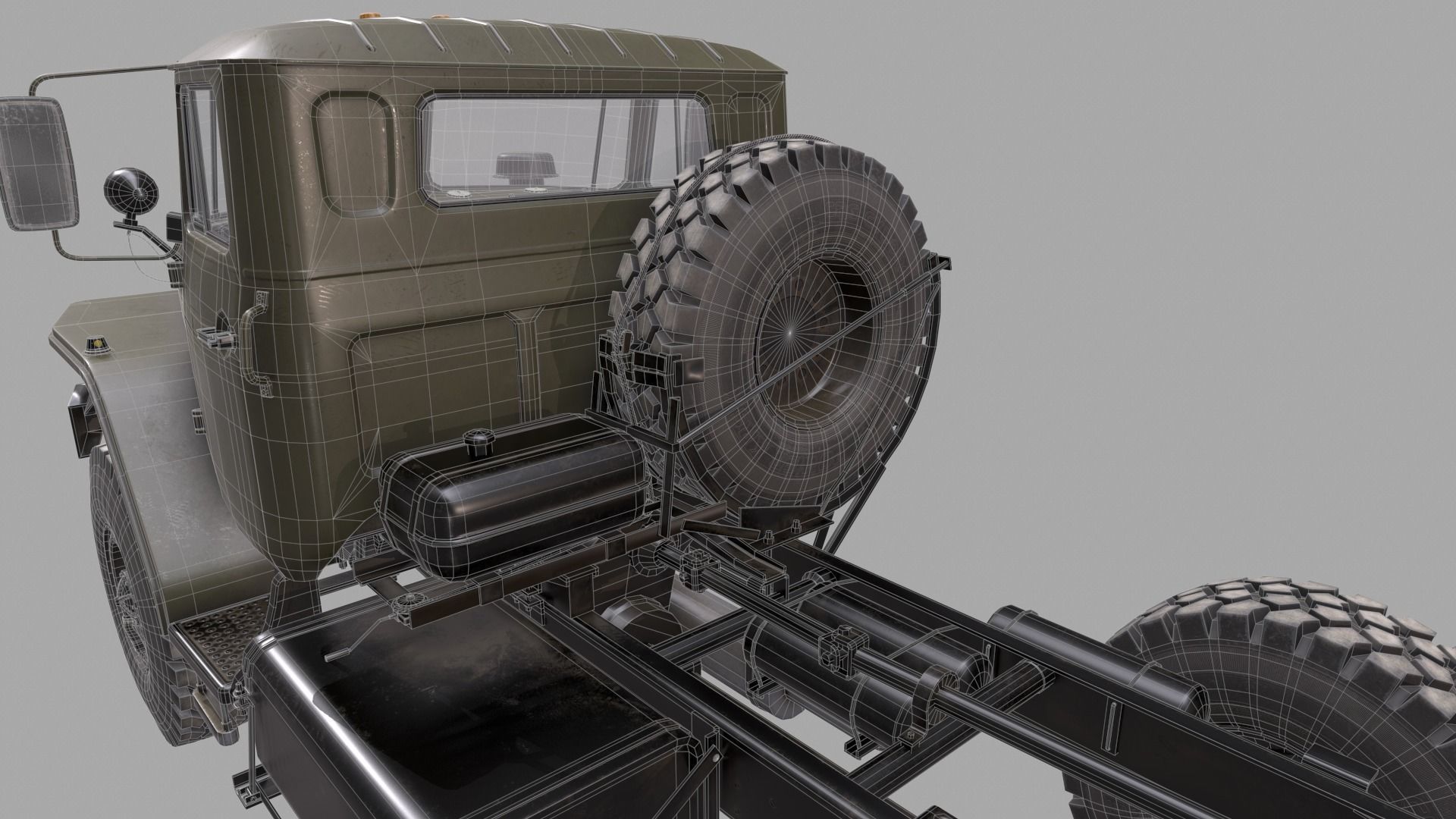 RUSSIAN MILITARY TRUCK URAL-4320 Low-poly 3D model_8
