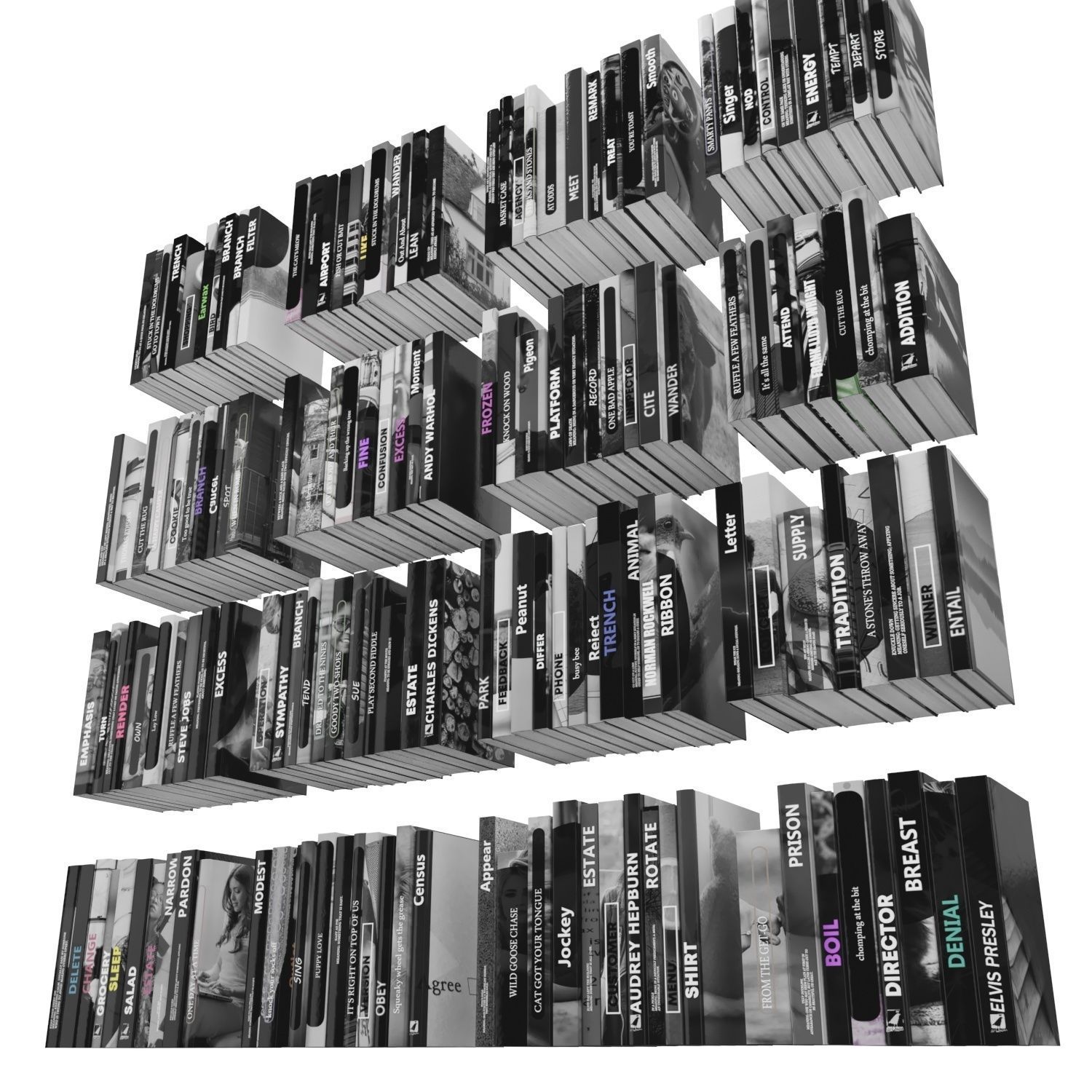 Books 150 pieces 3-8-2 Low-poly 3D model_4