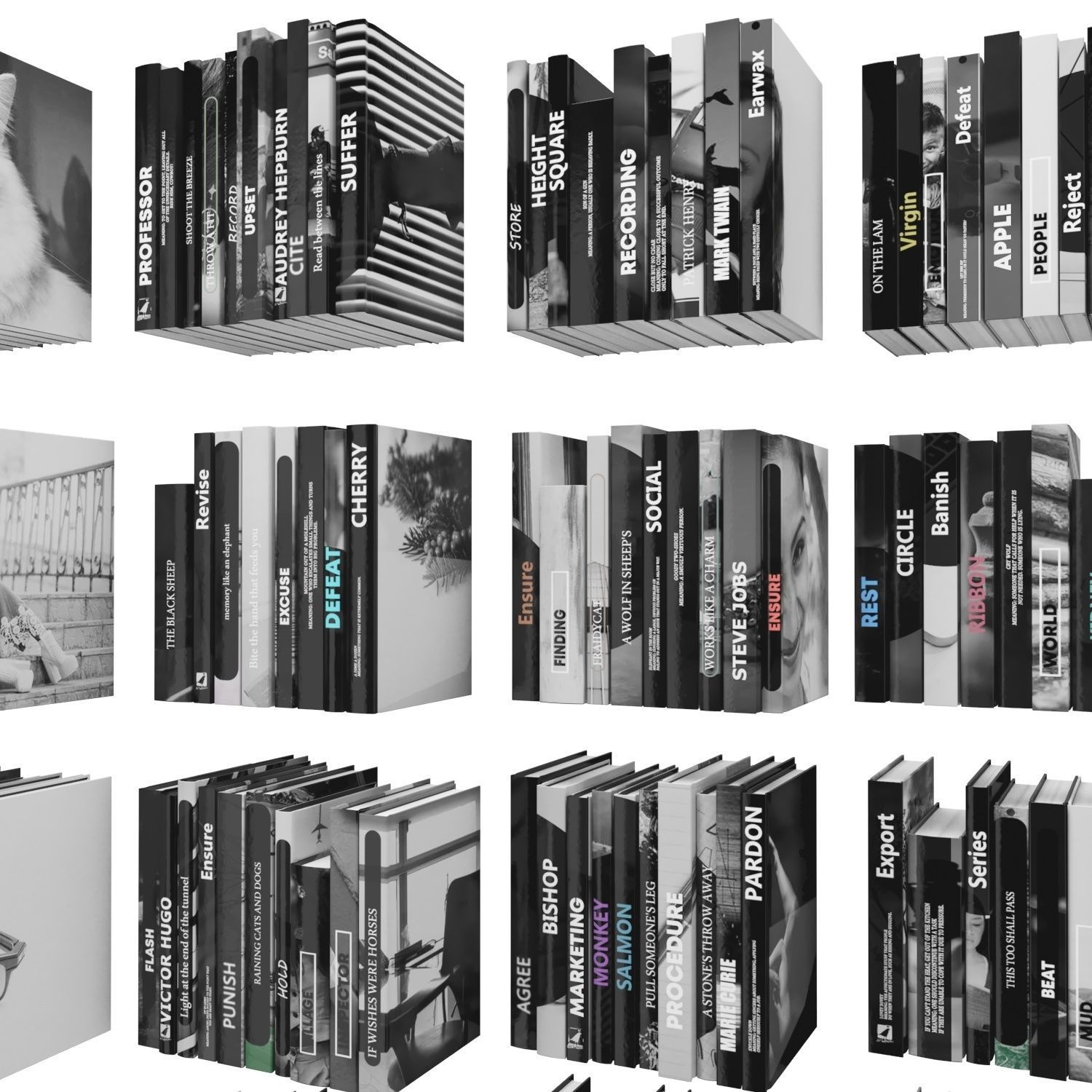 Books 150 pieces 3-9-2 Low-poly 3D model_10