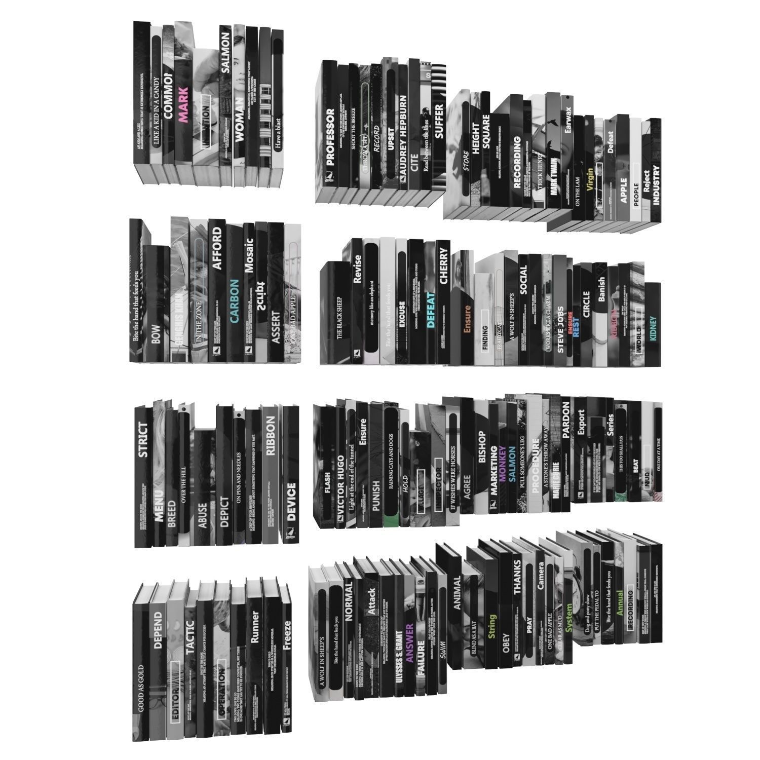 Books 150 pieces 3-9-2 Low-poly 3D model_3