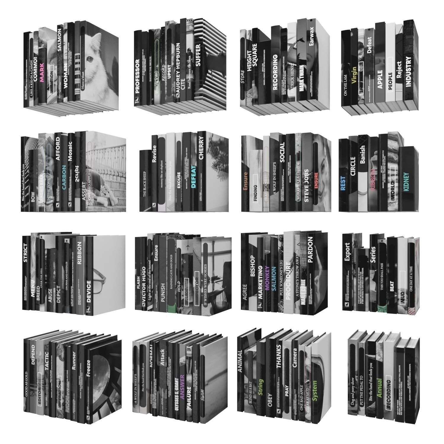 Books 150 pieces 3-9-2 Low-poly 3D model_1