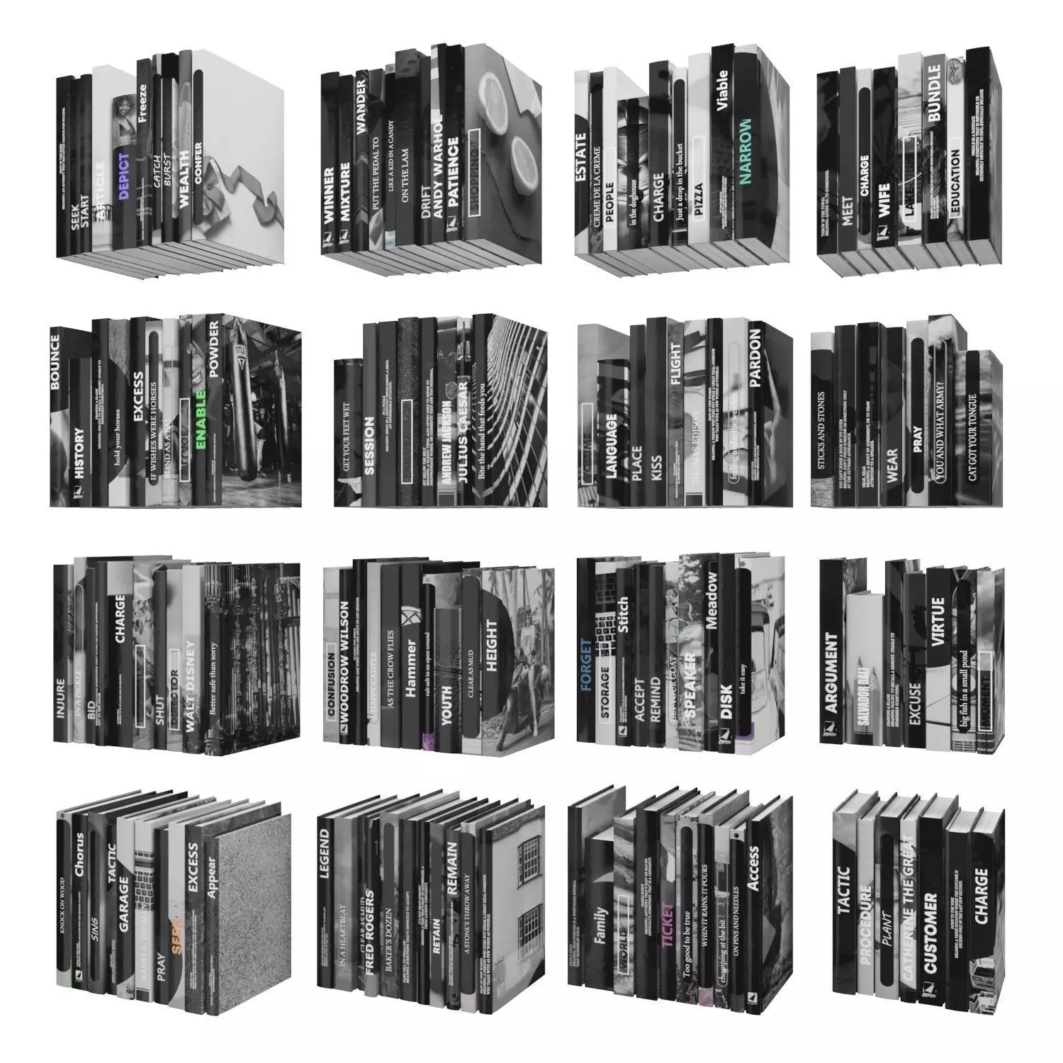 Books 150 pieces 3-9-3 Low-poly 3D model_0