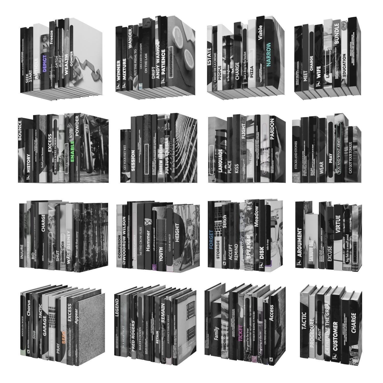 Books 150 pieces 3-9-3 Low-poly 3D model_1
