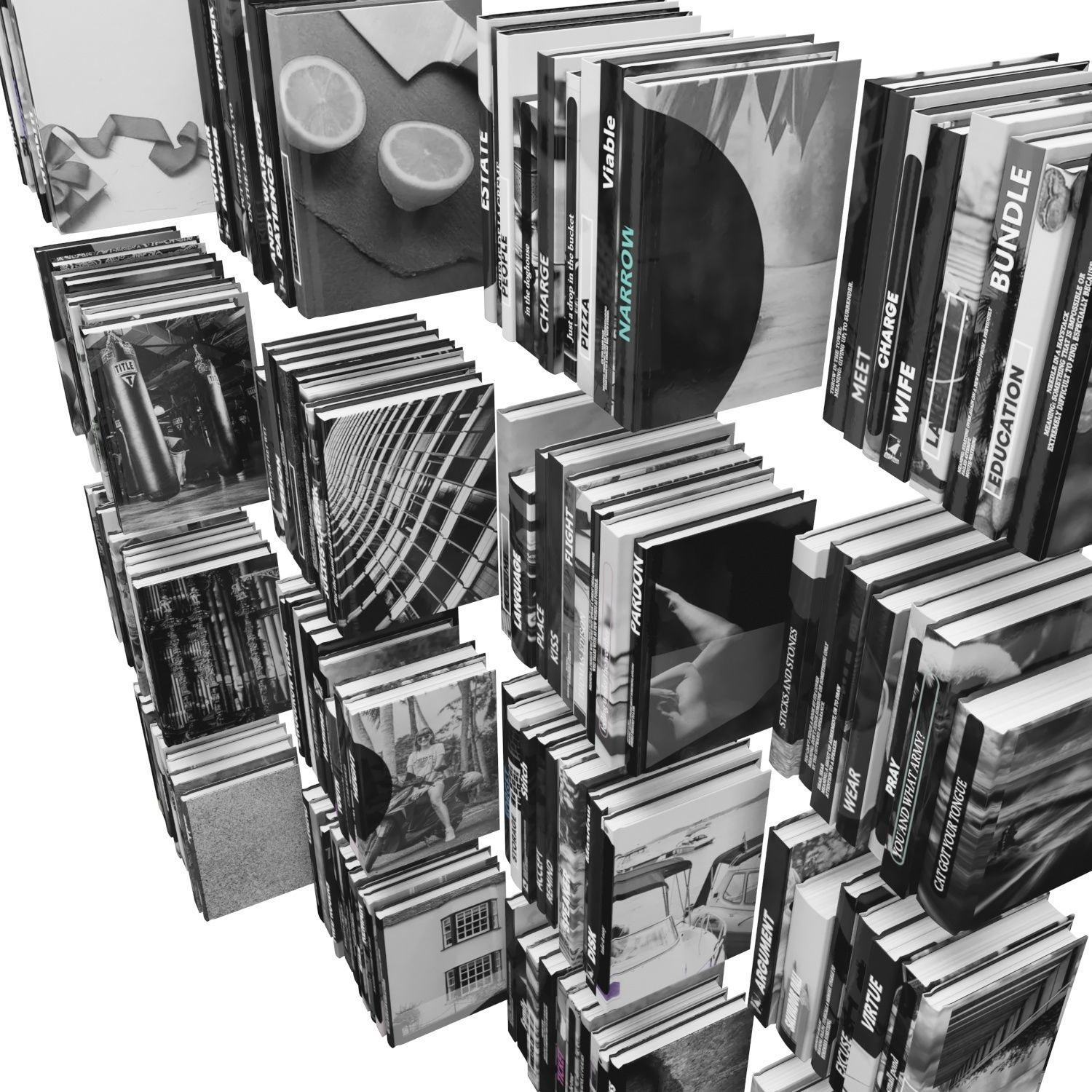Books 150 pieces 3-9-3 Low-poly 3D model_21