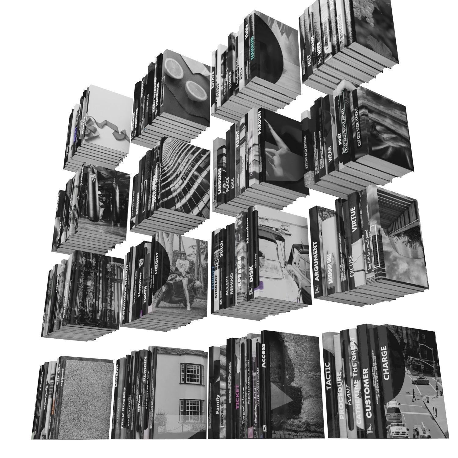 Books 150 pieces 3-9-3 Low-poly 3D model_5