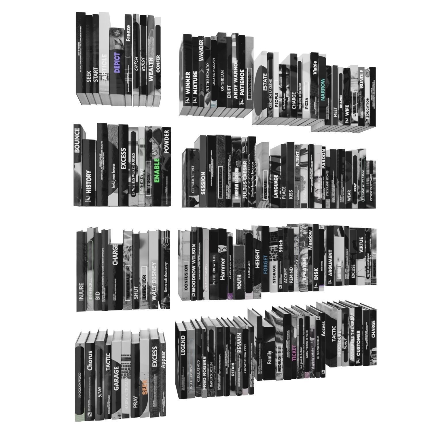 Books 150 pieces 3-9-3 Low-poly 3D model_3