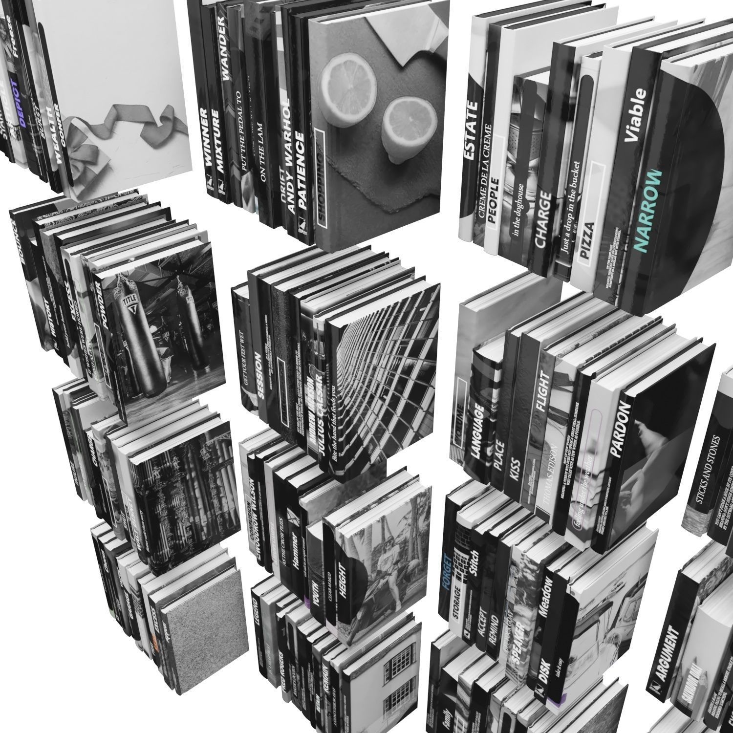 Books 150 pieces 3-9-3 Low-poly 3D model_22