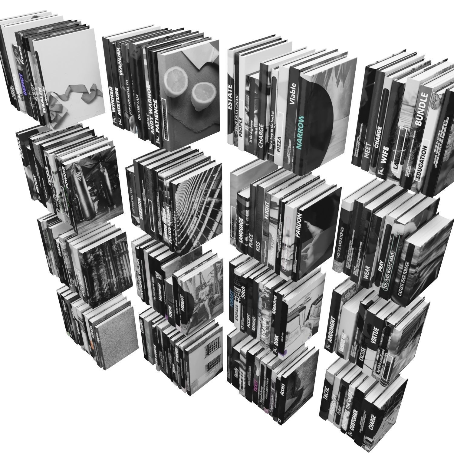Books 150 pieces 3-9-3 Low-poly 3D model_7