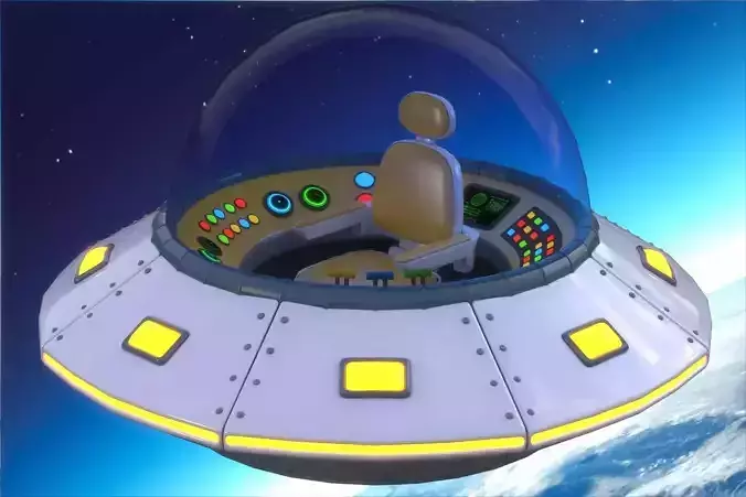 Cartoon UFO Ship Low-poly 3D model