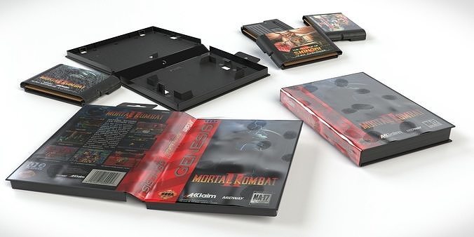 SEGA Megadrive 2 Cartridge And 2 Cases 3D model