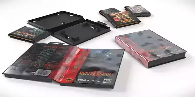 SEGA Megadrive 2 Cartridge And 2 Cases 3D model