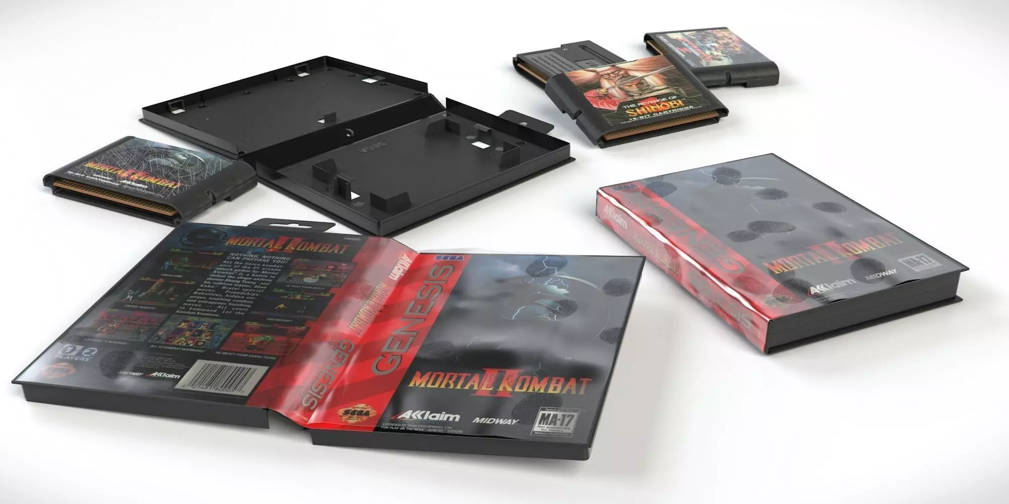SEGA Megadrive 2 Cartridge And 2 Cases 3D model