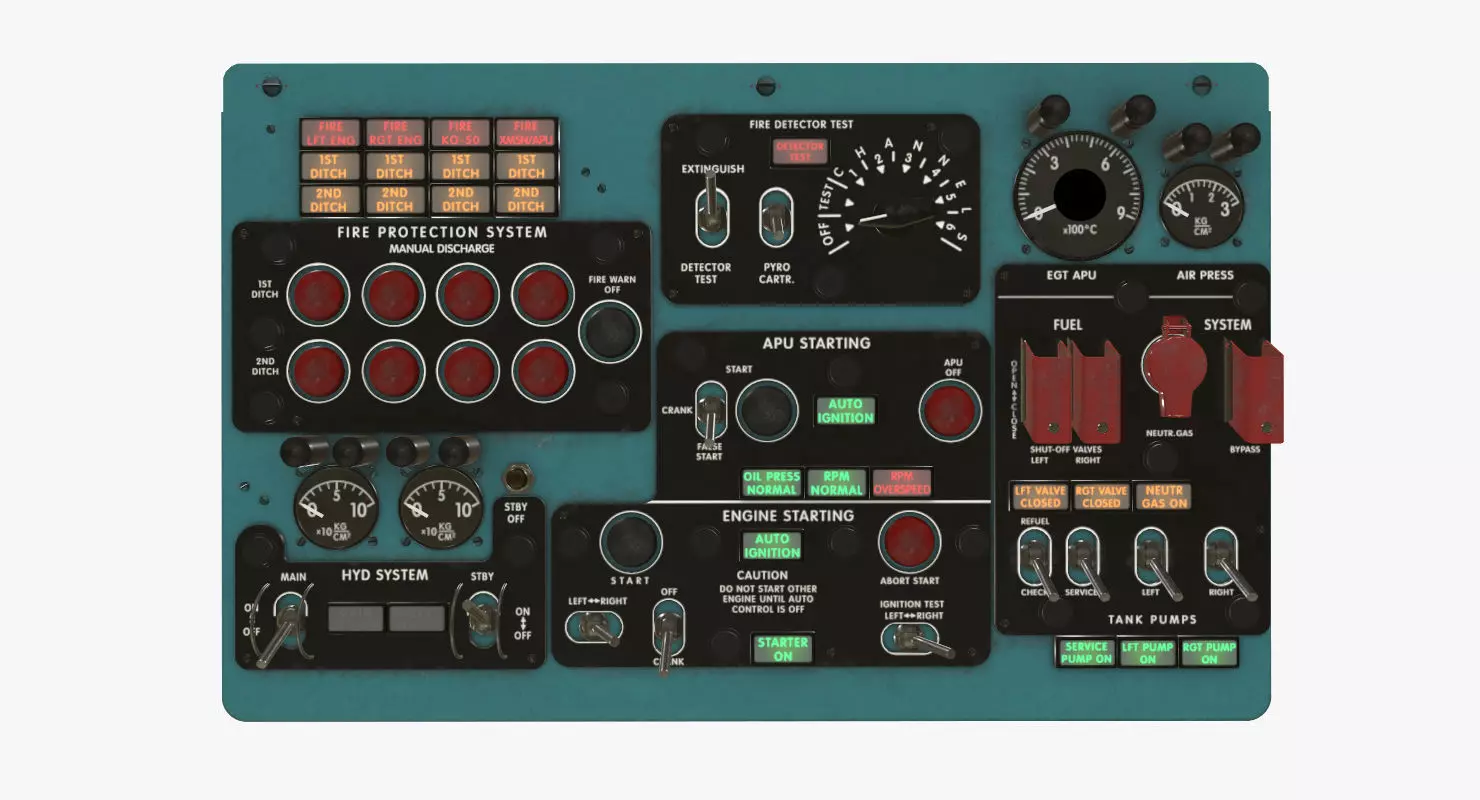 Mi-8MT Mi-17MT Central Overhead Panels Board English Low-poly 3D model_0