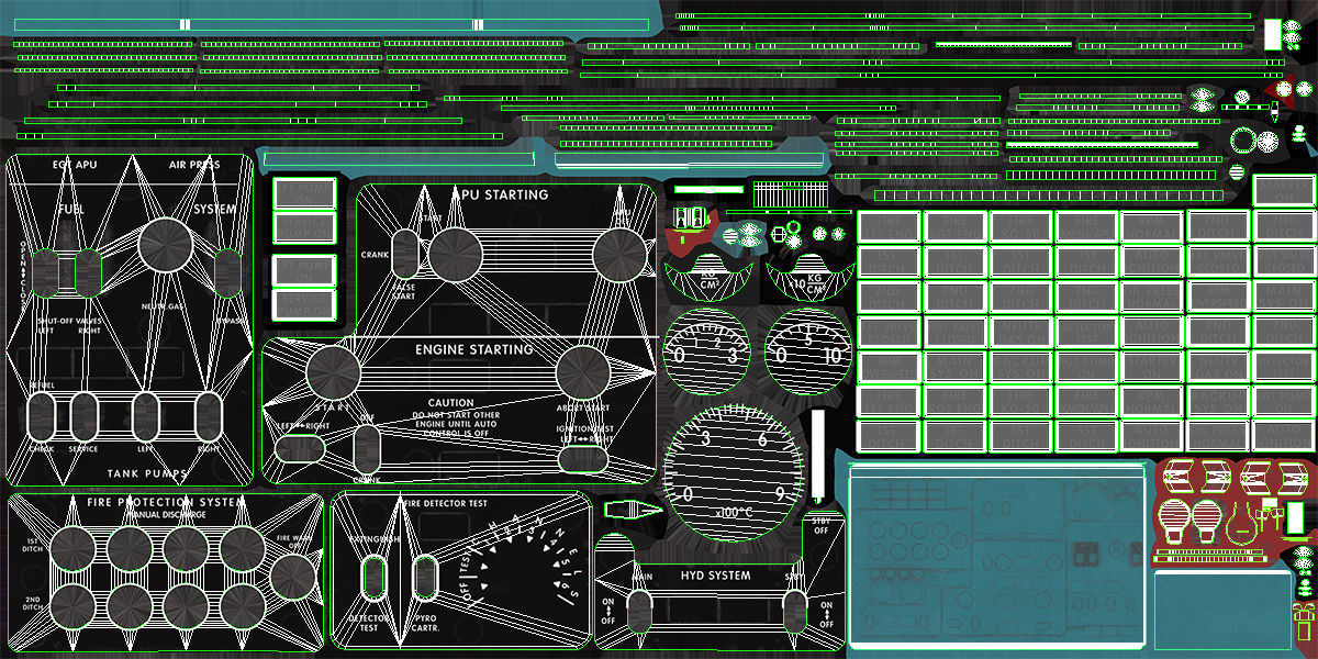Mi-8MT Mi-17MT Central Overhead Panels Board English Low-poly 3D model_28