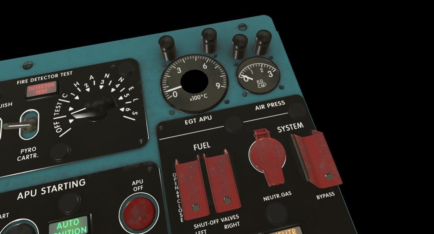 Mi-8MT Mi-17MT Central Overhead Panels Board English Low-poly 3D model_4