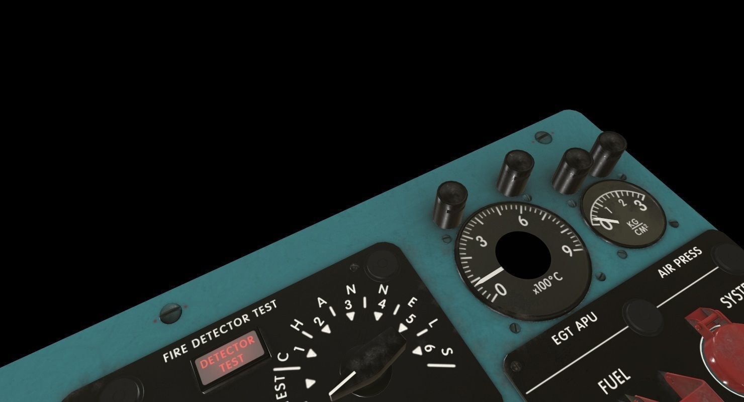 Mi-8MT Mi-17MT Central Overhead Panels Board English Low-poly 3D model_5