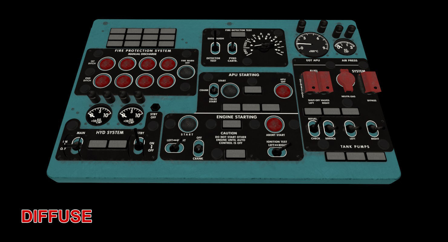 Mi-8MT Mi-17MT Central Overhead Panels Board English Low-poly 3D model_18