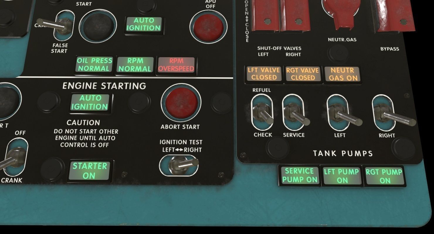 Mi-8MT Mi-17MT Central Overhead Panels Board English Low-poly 3D model_3