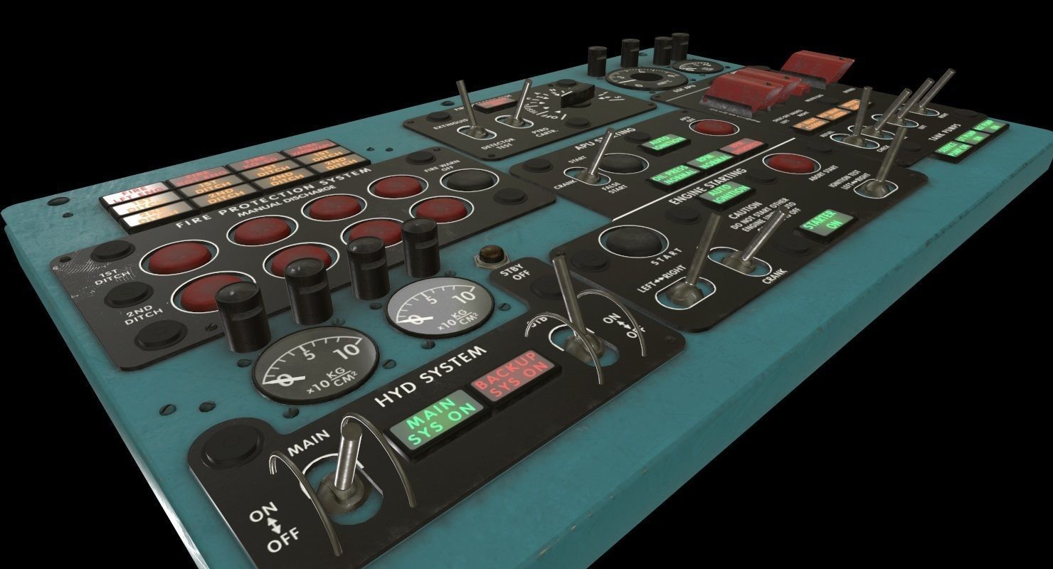 Mi-8MT Mi-17MT Central Overhead Panels Board English Low-poly 3D model_7