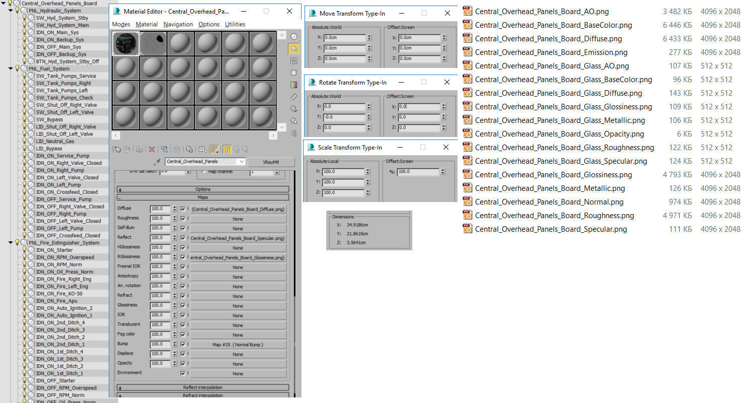 Mi-8MT Mi-17MT Central Overhead Panels Board English Low-poly 3D model_31