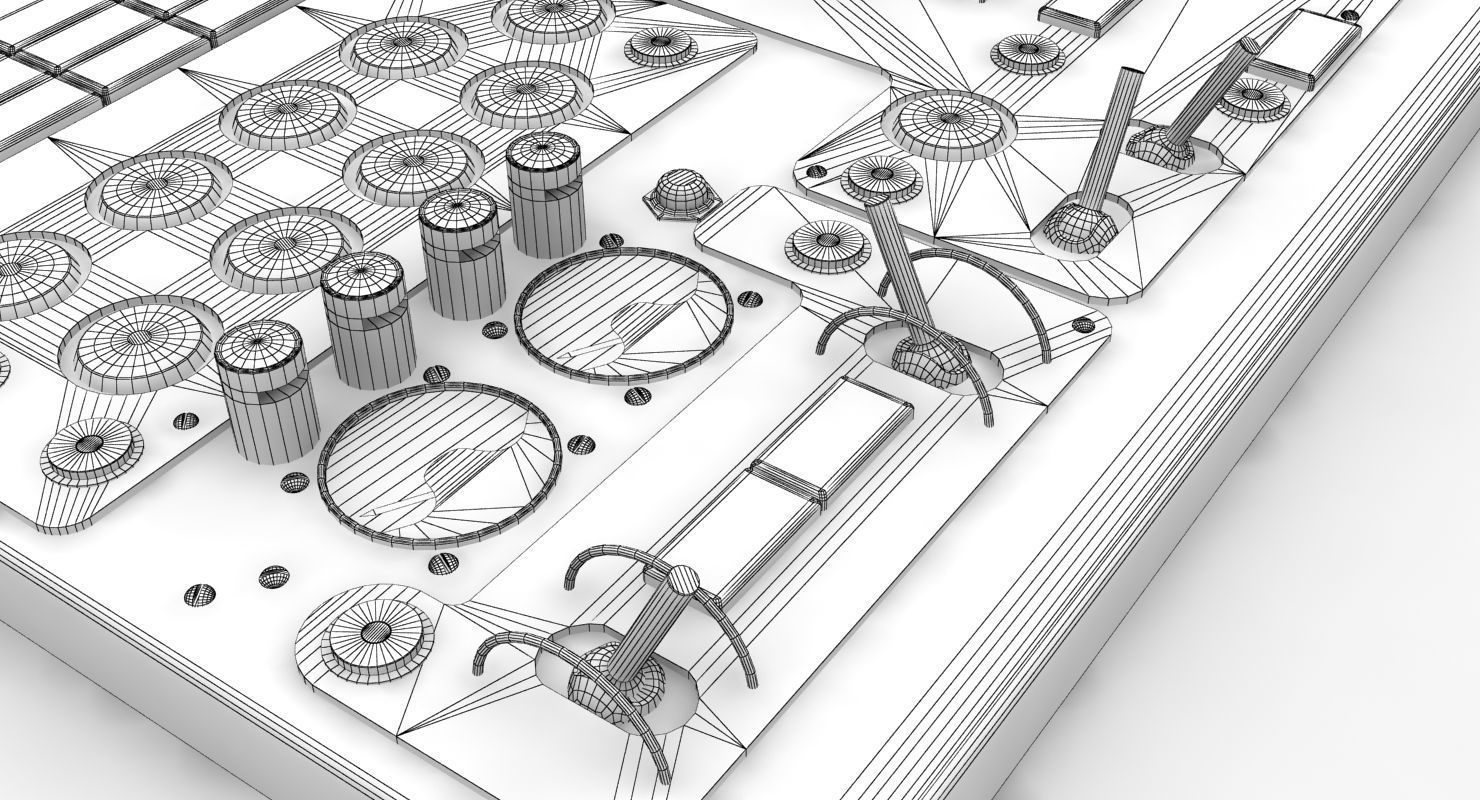 Mi-8MT Mi-17MT Central Overhead Panels Board English Low-poly 3D model_14