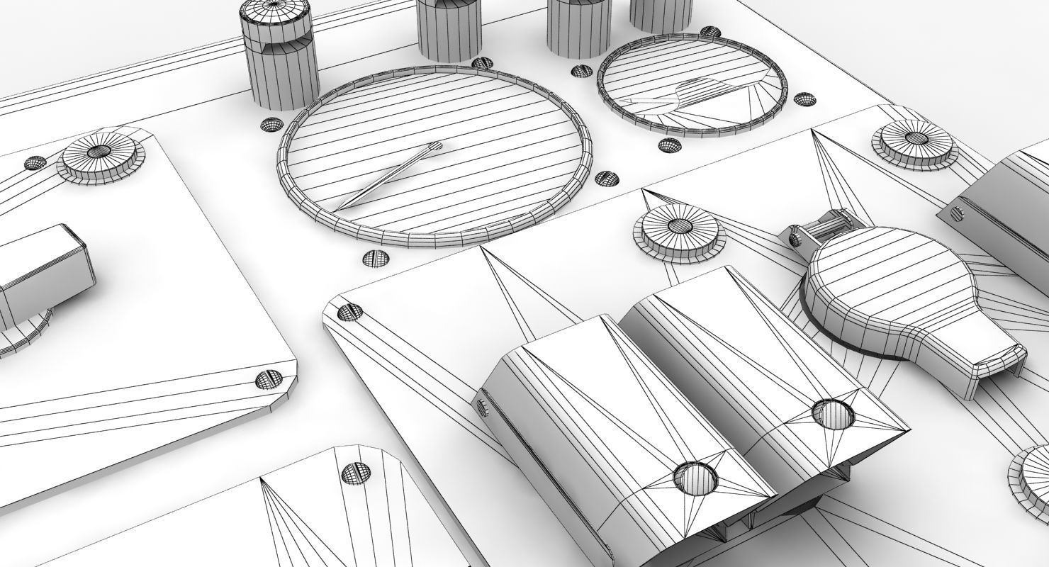 Mi-8MT Mi-17MT Central Overhead Panels Board English Low-poly 3D model_15