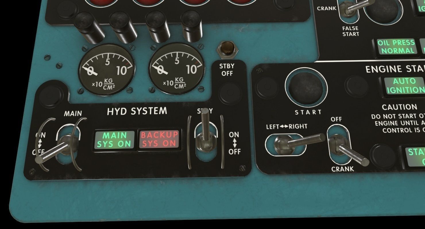 Mi-8MT Mi-17MT Central Overhead Panels Board English Low-poly 3D model_2