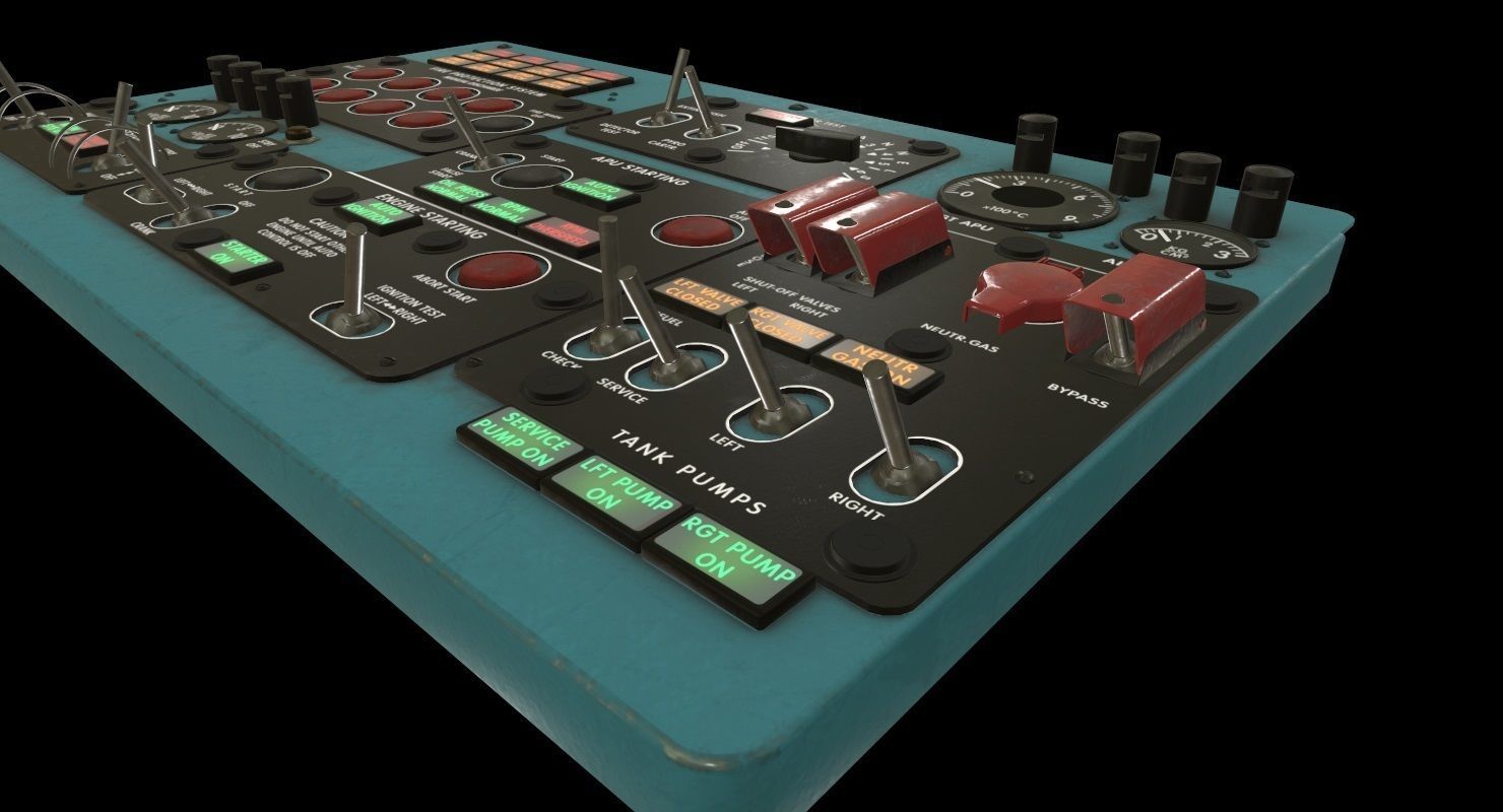 Mi-8MT Mi-17MT Central Overhead Panels Board English Low-poly 3D model_8