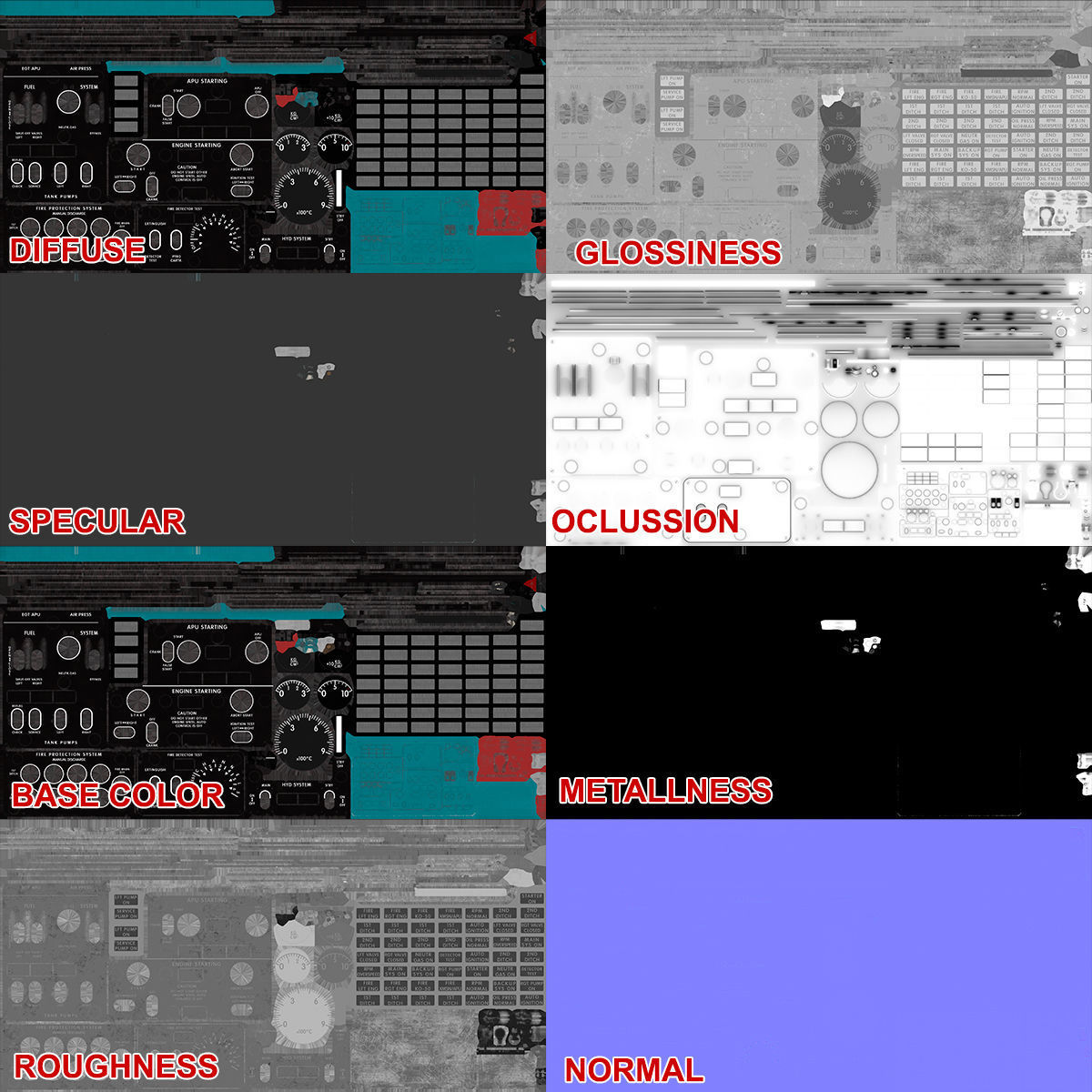 Mi-8MT Mi-17MT Central Overhead Panels Board English Low-poly 3D model_27