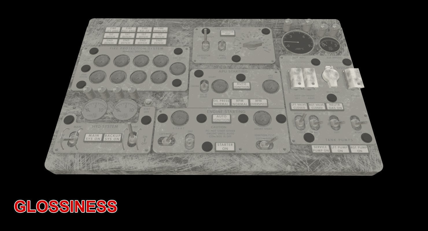 Mi-8MT Mi-17MT Central Overhead Panels Board English Low-poly 3D model_19