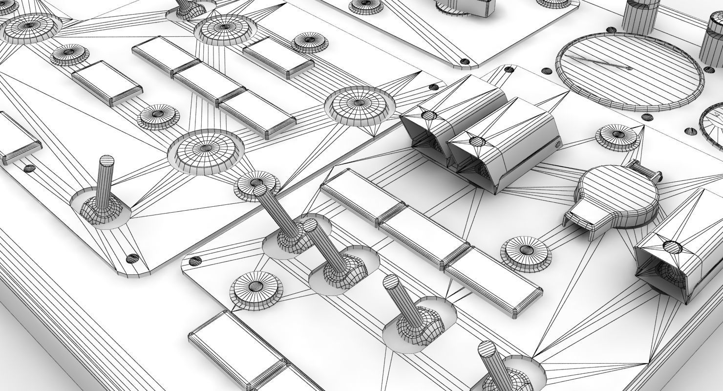 Mi-8MT Mi-17MT Central Overhead Panels Board English Low-poly 3D model_13
