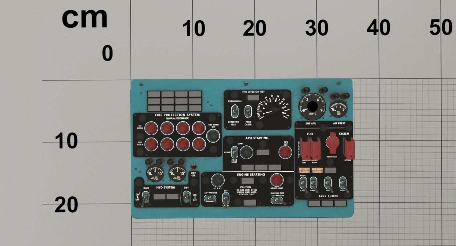 Mi-8MT Mi-17MT Central Overhead Panels Board English Low-poly 3D model_10