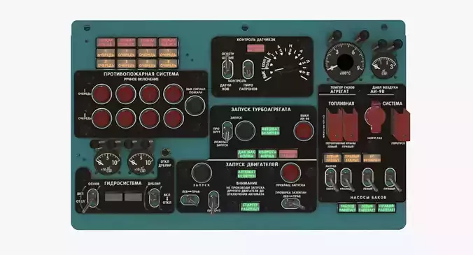 Mi-8MT Mi-17MT Central Overhead Panels Board Russian Low-poly 3D model