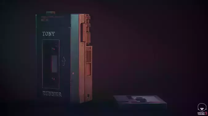 Vintage Old 1980s Cassette Player Walkman Low-poly 3D model