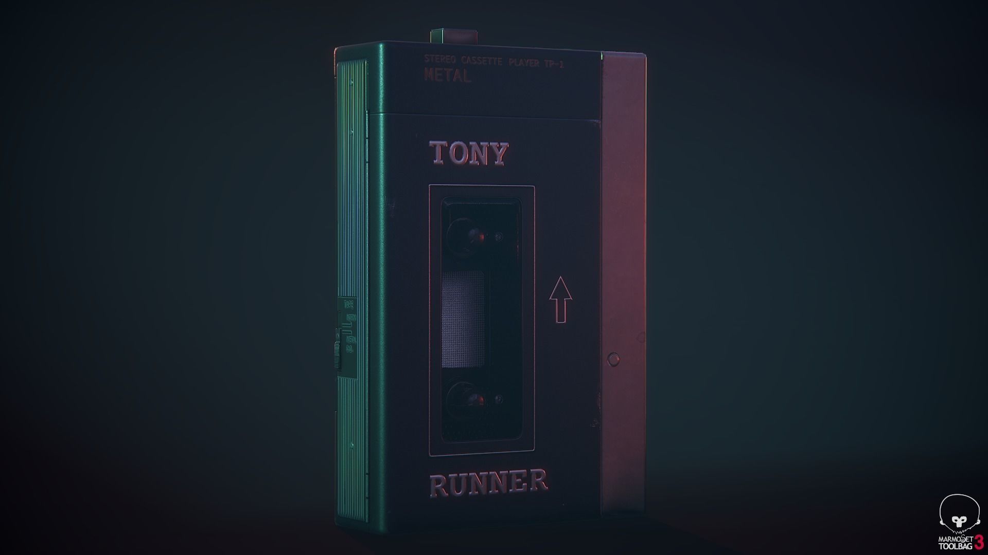 Vintage Old 1980s Cassette Player Walkman Low-poly 3D model_2