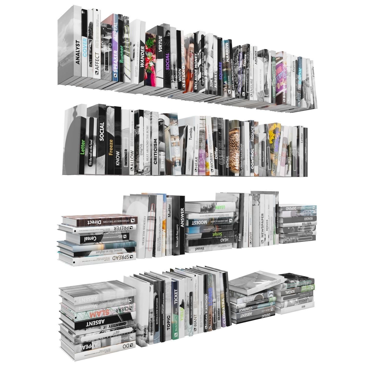 Books 150 pieces 4-6-1 Low-poly 3D model_2