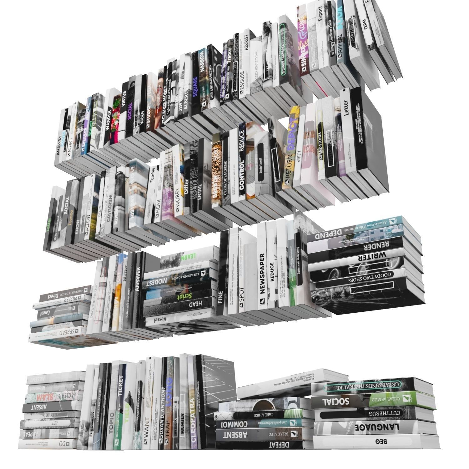 Books 150 pieces 4-6-1 Low-poly 3D model_5