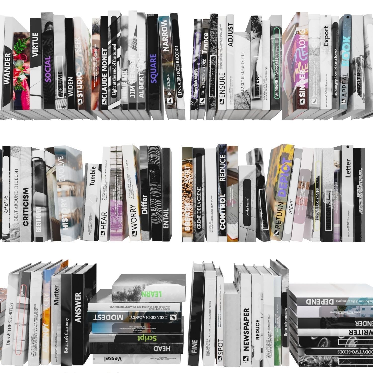 Books 150 pieces 4-6-1 Low-poly 3D model_10