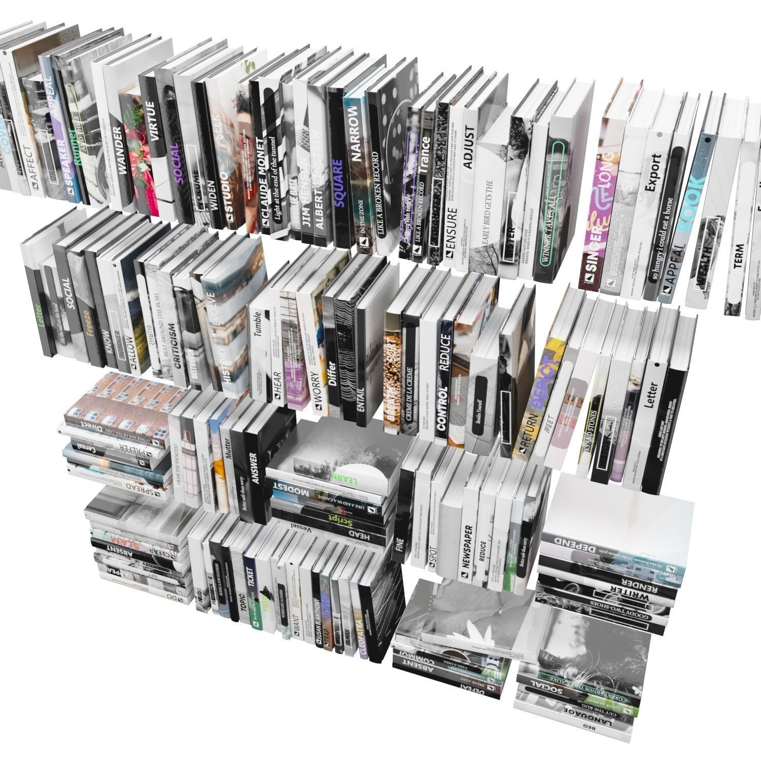 Books 150 pieces 4-6-1 Low-poly 3D model_7