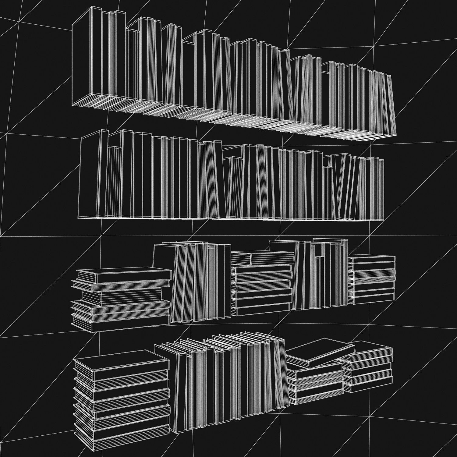 Books 150 pieces 4-6-1 Low-poly 3D model_25