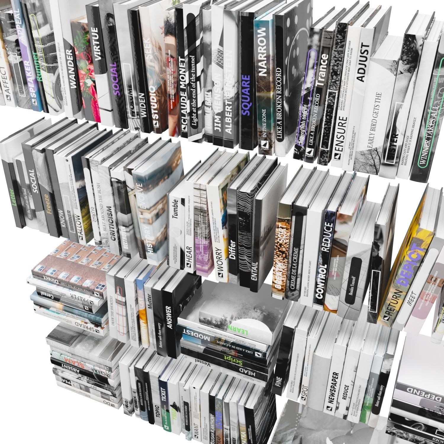 Books 150 pieces 4-6-1 Low-poly 3D model_22